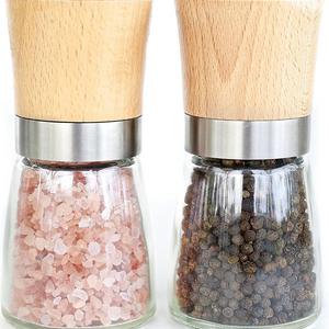 Willow & Everett Salt and Pepper Shakers - Wood Salt and Pepper Grinder Set with Adjustable Coarseness - Salt and Pepper Mill Pair - Spice Grinder