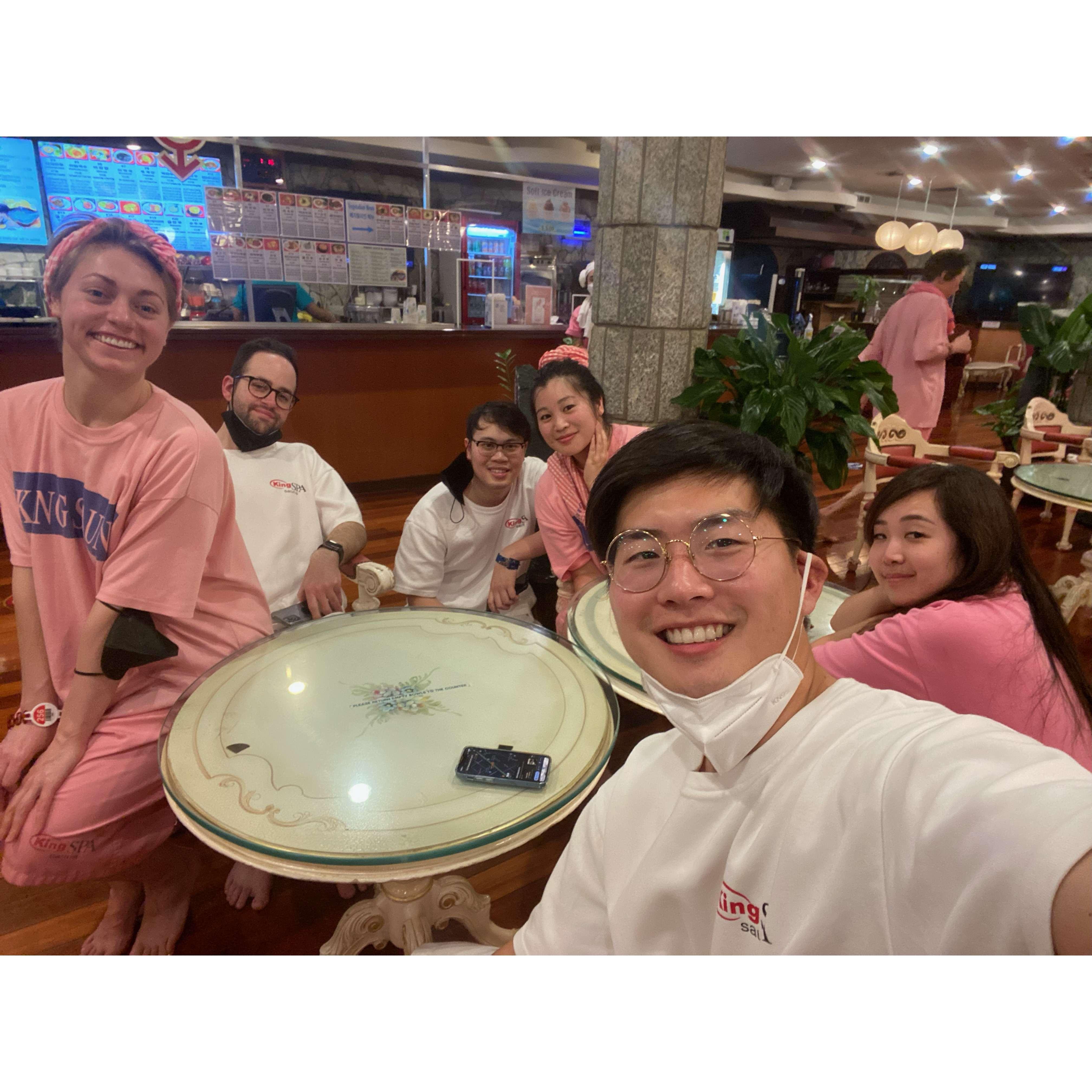 A wonderful day of water slides, body scrubs, massages, and some Korean BBQ