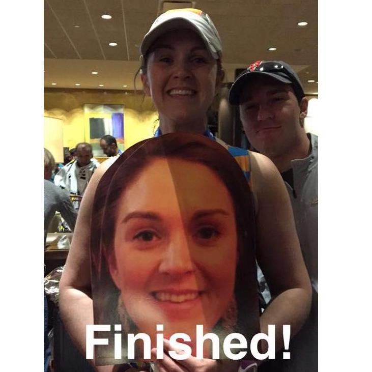 Katy after the completion of her 2nd Boston Marathon. April 2016