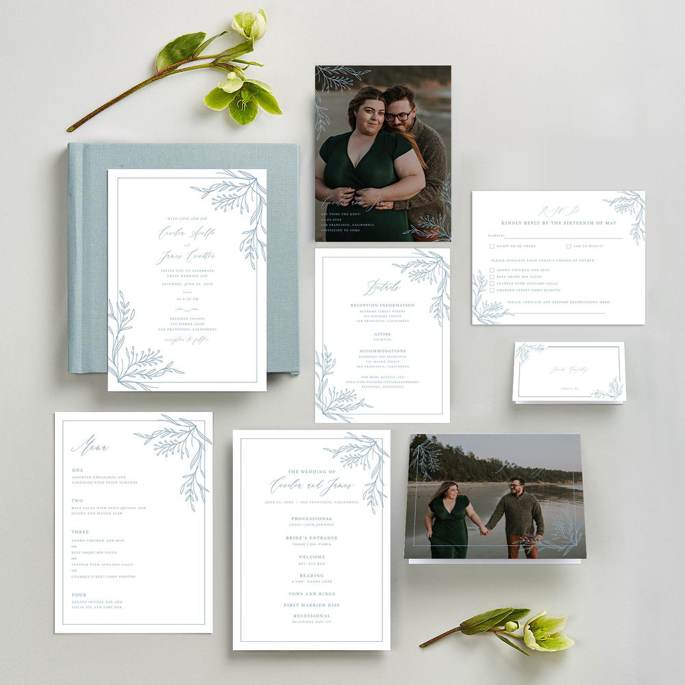 Bellevue Portrait | Dusty Blue | Zola Wedding Invitations
