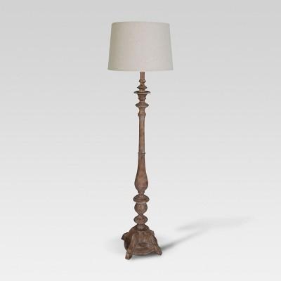 Turned Wood Double Socket Floor Lamp Natural Wood - Threshold™