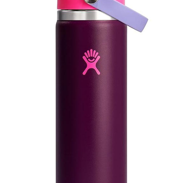 Hydro Flask 24 Oz Wide Flex Straw Cap Bottle - Insulated Stainless Steel - Wide Straw Lid, Non Spill, Leakproof in Sugarplum