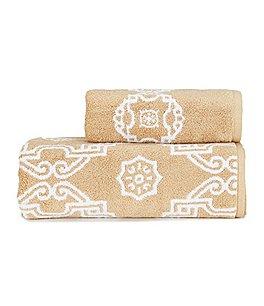 Southern Living Reversible Tile Jacquard Towels - Size: Bath Towel - Color: Gold