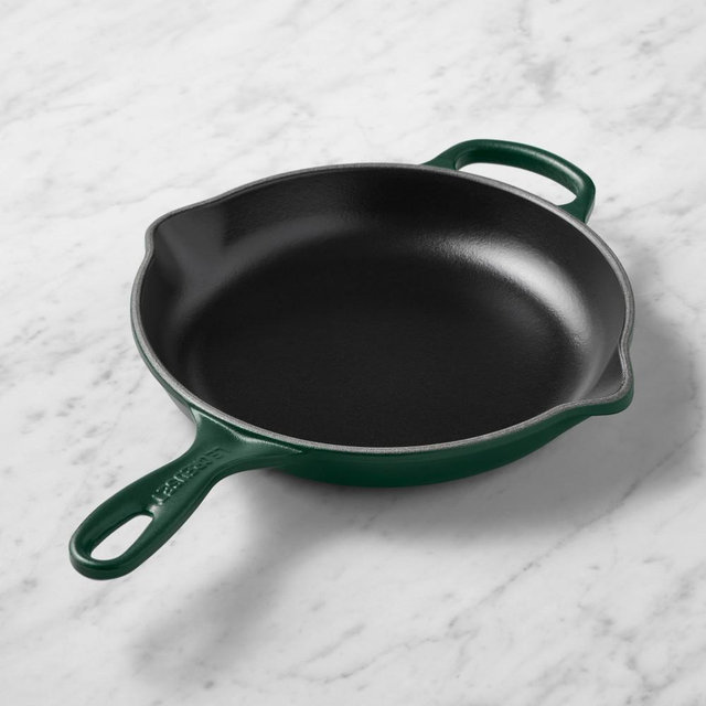 Le Creuset Signature Enameled Cast Iron Skillet Fry Pan, 9 1/2", Foret