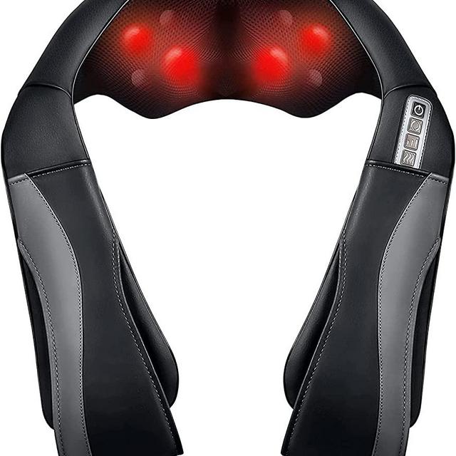 Shiatsu Back Neck and Shoulder Massager with Adjustable Heat and Speed, 8 Nodes Electric Deep Tissue Kneading Massage for Back Pain Relief, Ideas Christmas Gifts for Women Men, Use at Home Car Office