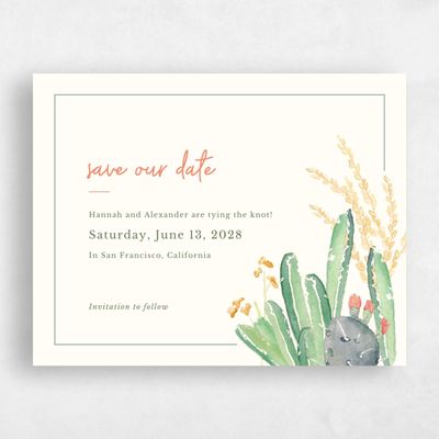Beige Destination Wedding Save the Date - Aurora Landscape