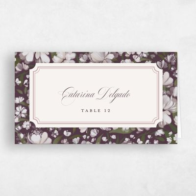 Dark Plum, Purple Wedding Place Card - Annika