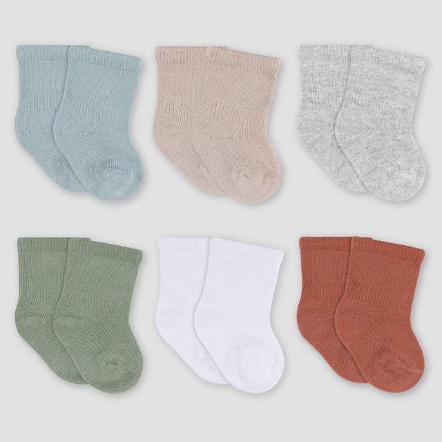 Gerber Baby 6pk Wiggle Proof Socks - Blue 0-6M