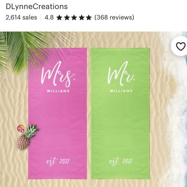 Personalized Mr and Mrs Beach Towels Set | Custom Beach Towel | His and Hers Newlywed Gift | Personalized Gift | Personalized Wedding Gift