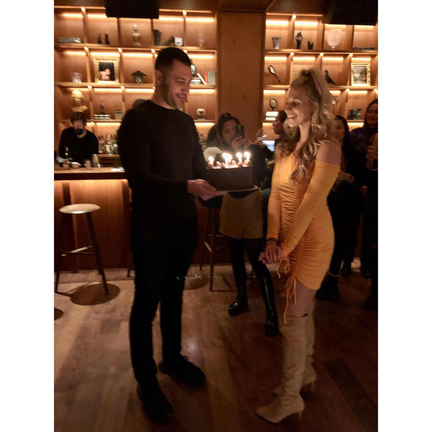 Olivia's 30th birthday when Faris brought out a cake as a surprise!