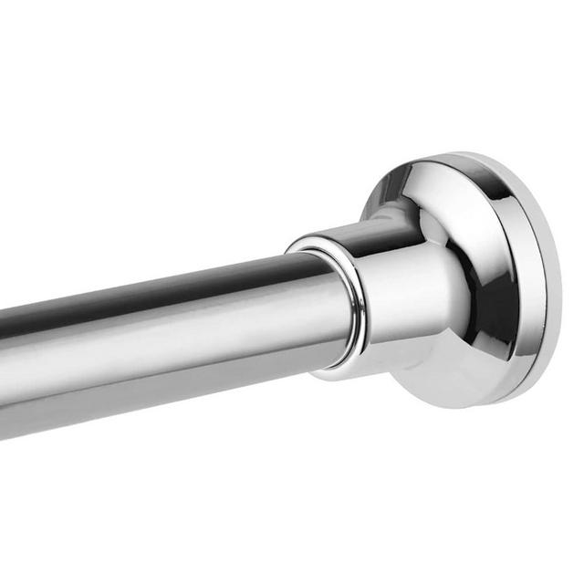 Shower Curtain Rod Silver, 44-75 Inch Tension No Drill Spring Rust-Resistance Adjustable Curtain Rod for Bathroom Shower Stall, RV, Windows, Closet, Polished Stainless Steel, Anti-Slip, No Drilling