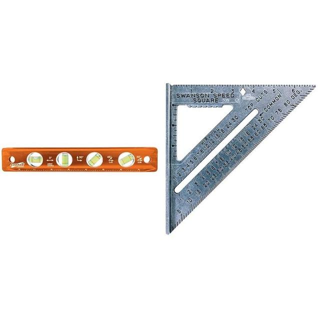 Swanson TL043M 9-Inch Savage Magnetic Torpedo Level & S0101 7 Inch Speed Square, Blue