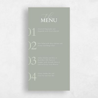 Pale Sage, Green Wedding Menu - Damon