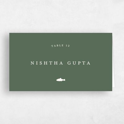 Grayed Hunter, Green Wedding Place Card - Marvis Fish