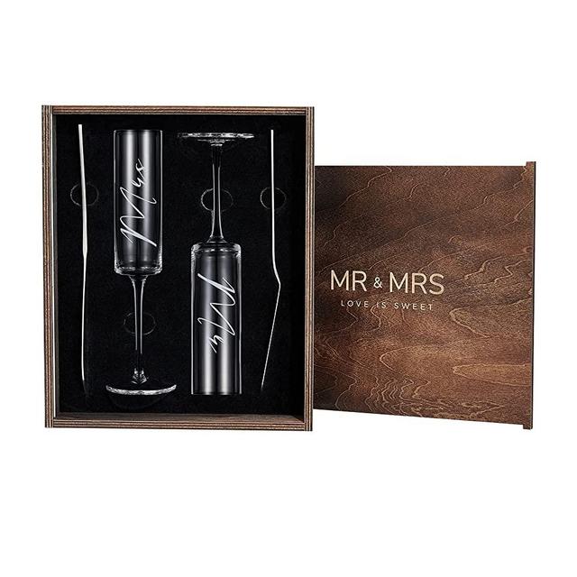 AW BRIDAL Silver Wedding Cake Knife and Server Set Champagne Flutes Engraved Mr & Mrs Bridal Toasting Champagne Glasses for Wedding Gifts for Couple Cake Cutting Set for Anniversary engagement Gifts