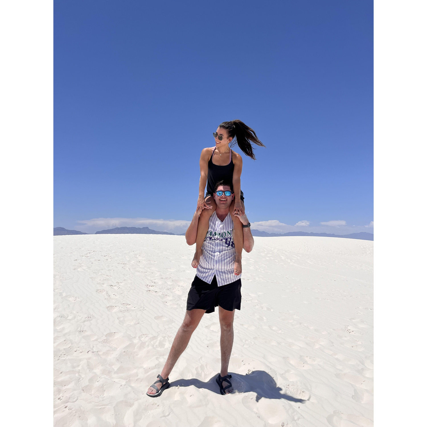 Janelle and Ken in White Sands, NM. They spent the weekend with friends during Fourth of July weekend 2023. Ken had to drive to El Paso, TX to pick Janelle up.