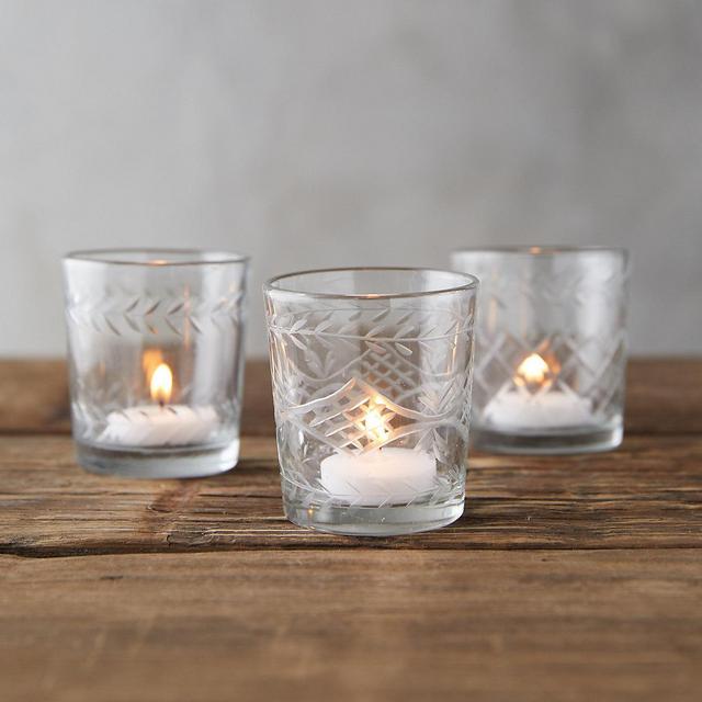 Cut Glass Votives, Set of 3