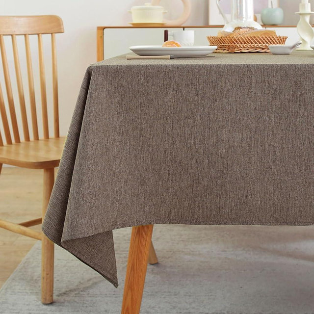 Laolitou Table Cloth Rectangle Linen Waterproof Textured Coffee Tablecloth, Washable Wrinkle Free Spill Proof Fabric Tablecloths for Dining Table Farmhouse Kitchen Holiday, 52x70 Inch