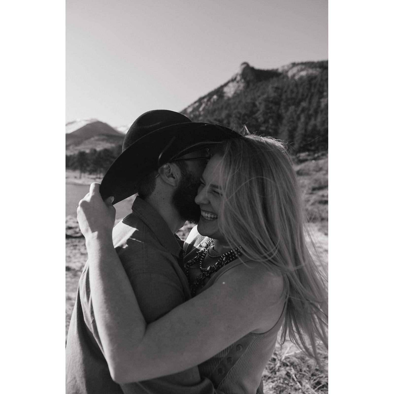 Engagement photos in Rocky Mountain National Park, near where Kelly and Lane live today in  Colorado.