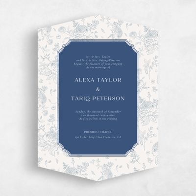 Blue Diamond Wedding Invitation - Kerenza Portrait