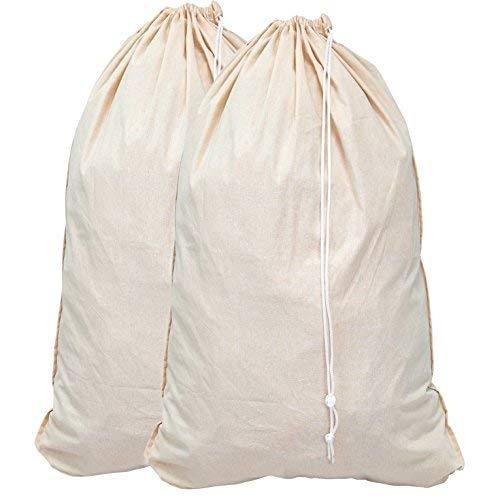 Simple Houseware 2 Pack - Extra Large Natural Cotton Laundry Bag, Beige (28" x 36")