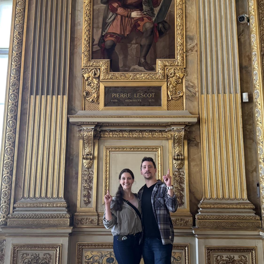 Us at le Louvre museum! The architect in the painting, Pierre Lescot, was involved in the construction of Le Louvre, as well as the Château de Vallery!