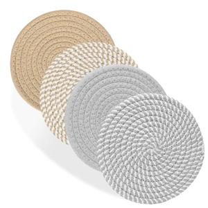 Billbotk 7" Trivets 4 Heat Resistant Hot Pads (Gray & Brown)