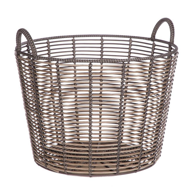 20 Inch Oversized Circular Rattan Storage Basket, Uncovered, With Handle, Suitable For Living Room, Bedroom, Laundry Room, Brown Color.