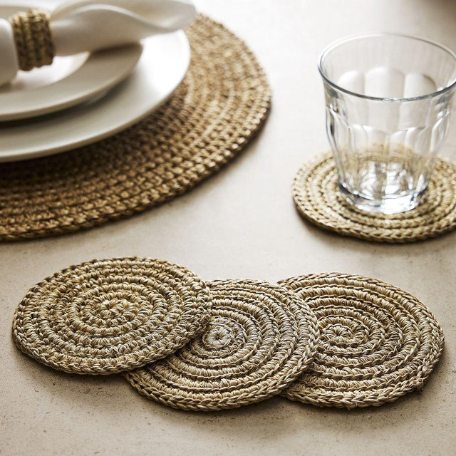Tallo de Olivo Fique Spiral Coasters, Set of 4