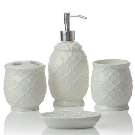 4 Piece Ceramic Bathroom Accessory Set