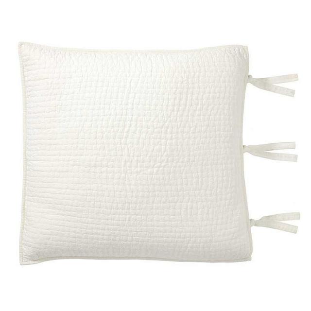 Classic Ivory Pick-Stitch Handcrafted Cotton/Linen Sham, Euro