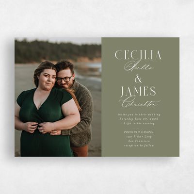 Khaki Green Wedding Invitation - Shahira Photo