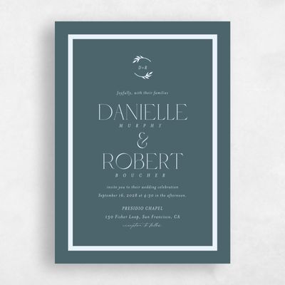 Deep Blue Spruce Wedding Invitation - Orvieto Portrait