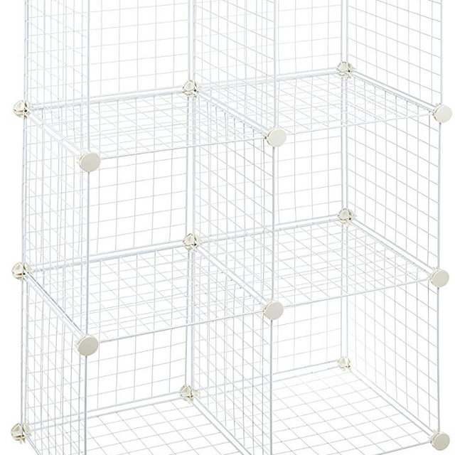 AmazonBasics 6 Cube Grid Wire Storage Shelves, White