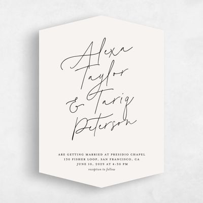 Beige Diamond Wedding Invitation - Micah Classic