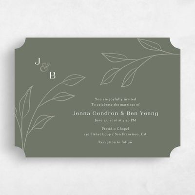 Green Ticket Wedding Invitation - Cassis Landscape