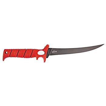 Bubba 9 Inch Tapered Flex Fillet Knife with Non-Slip Grip Handle, Full Tang High Carbon Stainless Steel Titanium Coated Non-Stick Blade, Lanyard Hole and Synthetic Sheath for Fishing