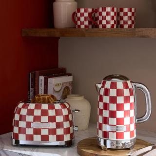 Cherry Check Stainless Steel Electric Kettle