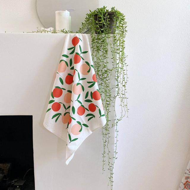 Set of 4 Flour Sack Linen towel- Peach print!