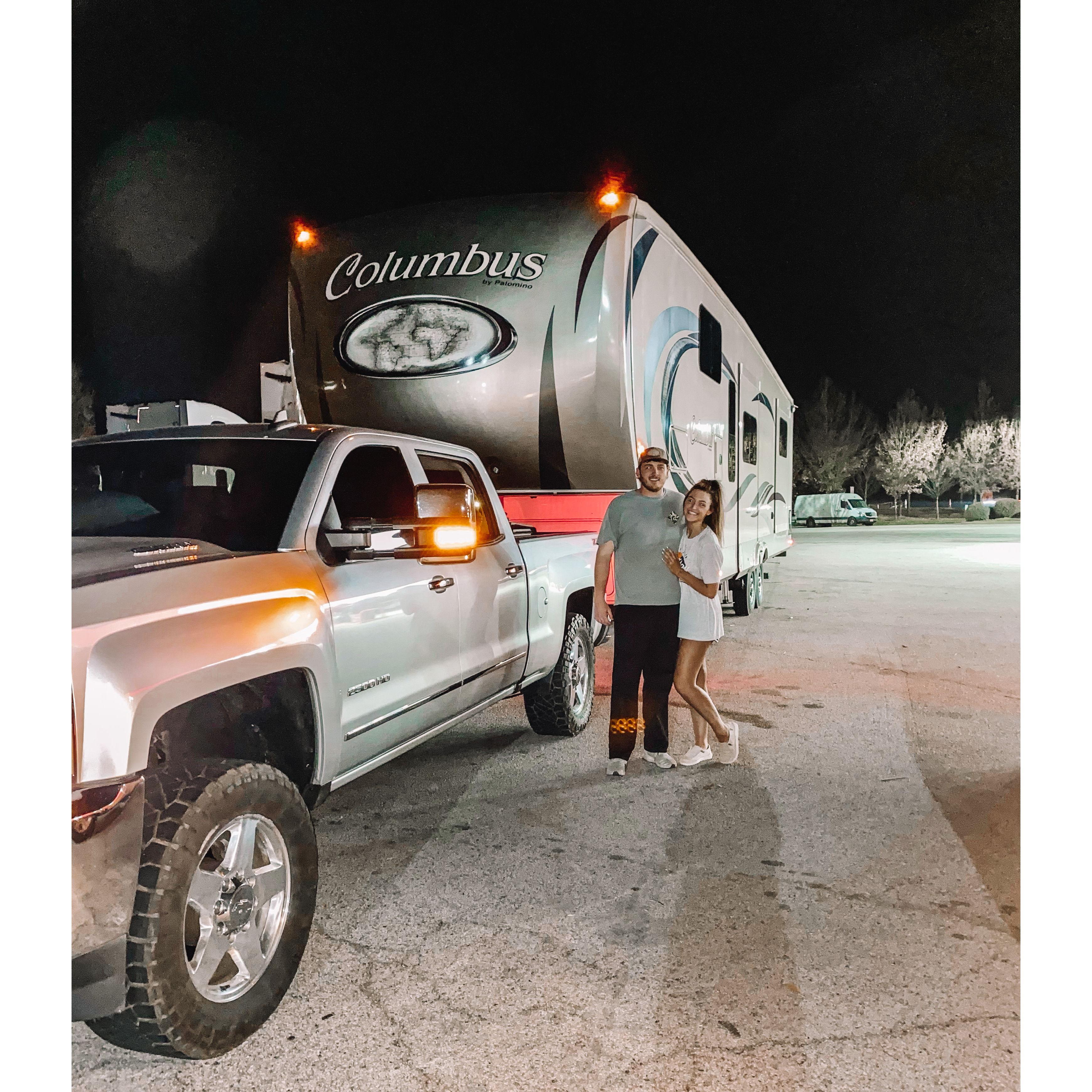 Our first trip together hauling the camper 10 hours! If you haven't heard about the camper hitch saga, don't ask...