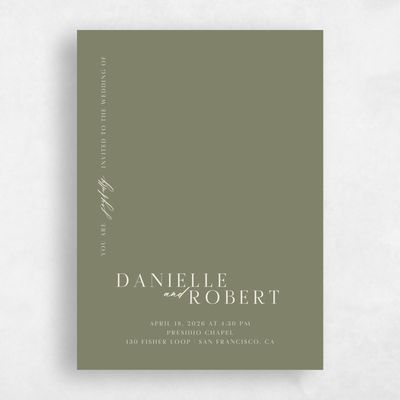 Khaki Green Wedding Invitation - Asher Portrait