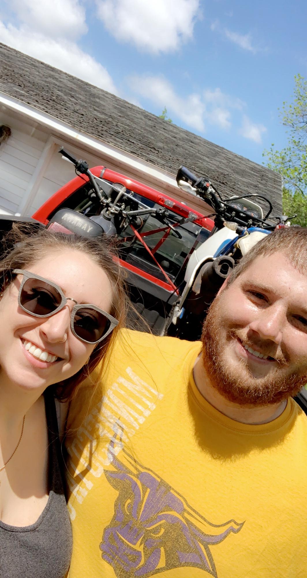 An attempt at dirt biking - Anna "busted" her knee crashing into a tree later that day.