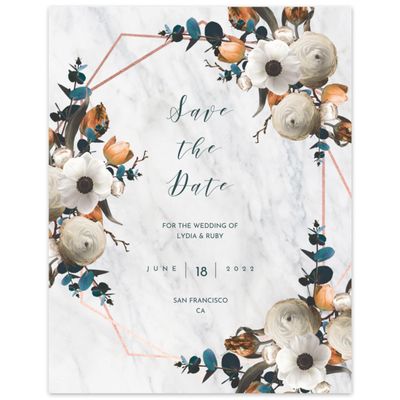 Orange Wedding Digital Save the Date - Camellia Bloom
