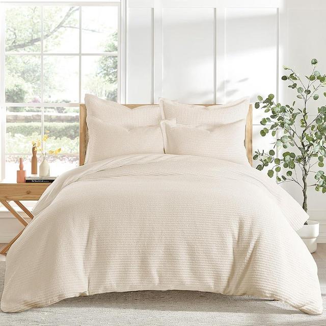 Levtex Home - Cloud Waffle Duvet Cover Set - Full/Queen Duvet Cover + Two Standard Pillow Cases - Waffle Weave - Undyed Cream - Duvet Cover (90 x 94in.) and Pillow Case (26 x 20in.) - Cotton