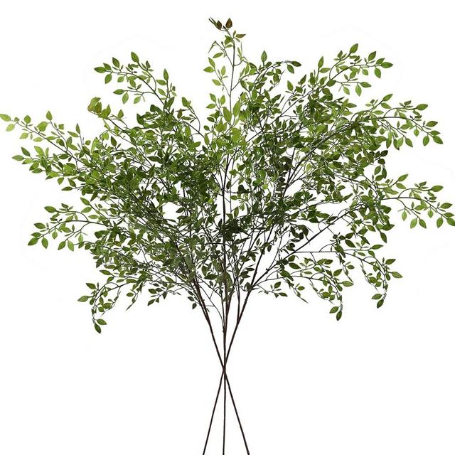 Dioty 3Pcs Artificial Plant Leaves 43.3 Inch Nandina Faux Greenery Branch, Artificial Plastic Plant Floral Arrangement, for Home Office Restaurant Wedding Garden Patio Shop Window Photography Props