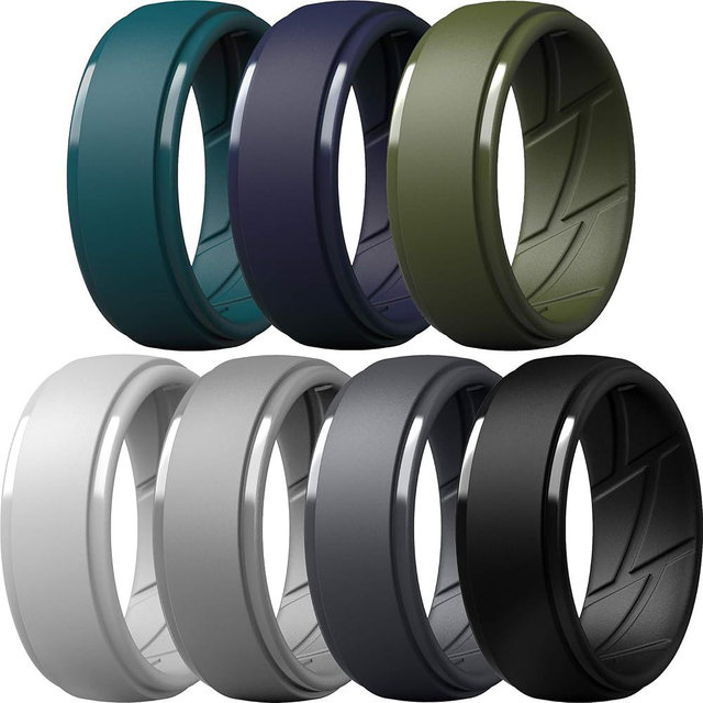 ThunderFit Men's Silicone Rings 10mm Wide 2.5mm Thick Rubber Bands, Breathable, Variety Multipack 1-10