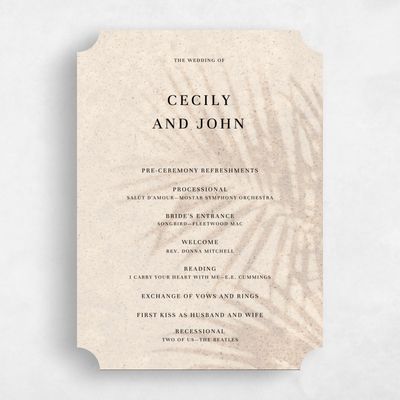 Beige Ticket Wedding Program - Seabay