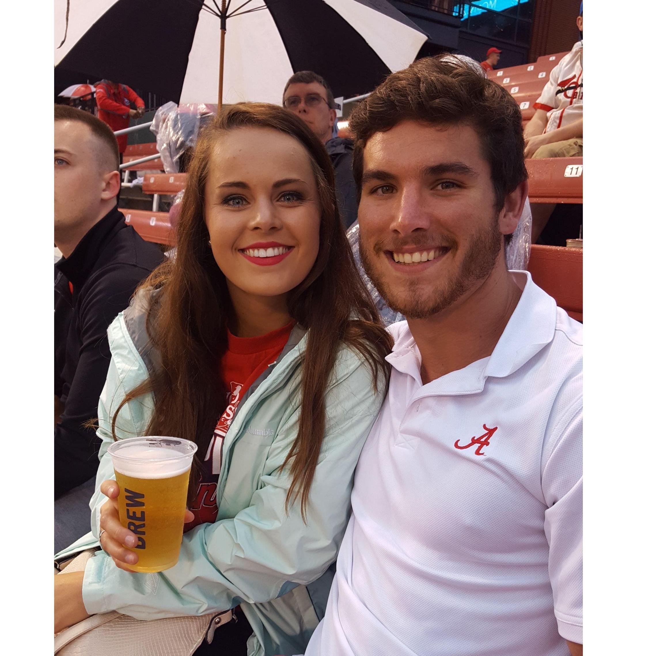 A little rain doesn't bother us. Go Cardinals!
