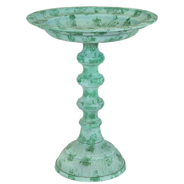 Sunnydaze Backyard Beauty Cast Aluminum Bird Bath - Green Patina - 18"