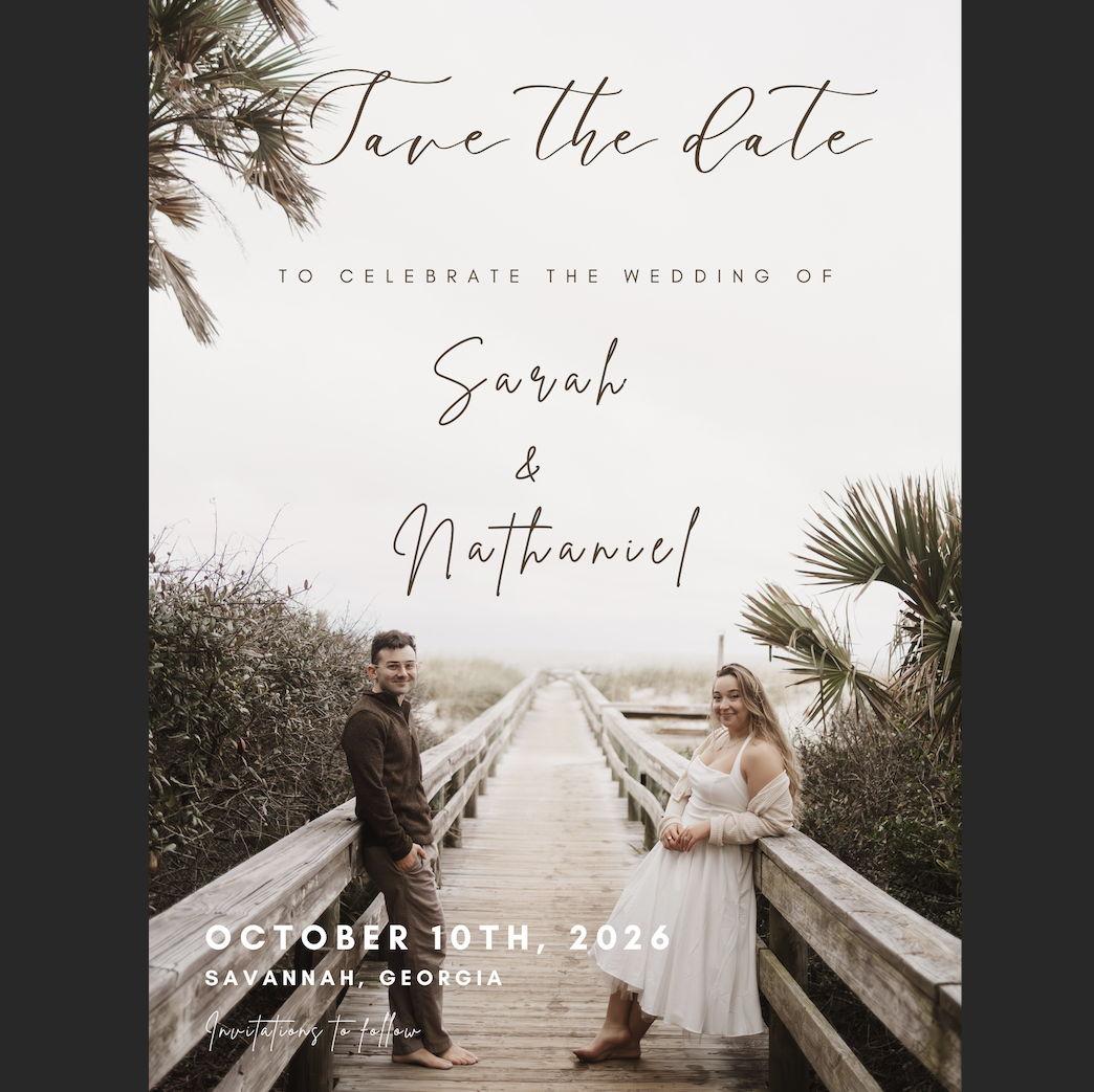 Save-the-date! (This is Sarah's 4th favorite one and Nathan's 1st!). This is also the most-ordered save-the-date, so odds are you got this one!